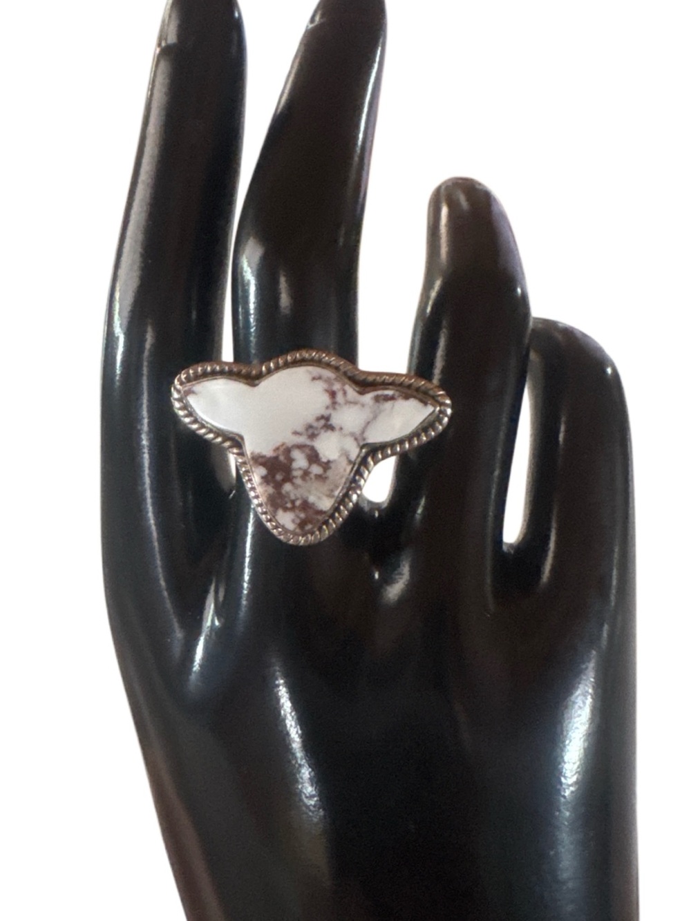 Cow Shaped Sterling Silver
Wild Horse Stone Ring adjustable
